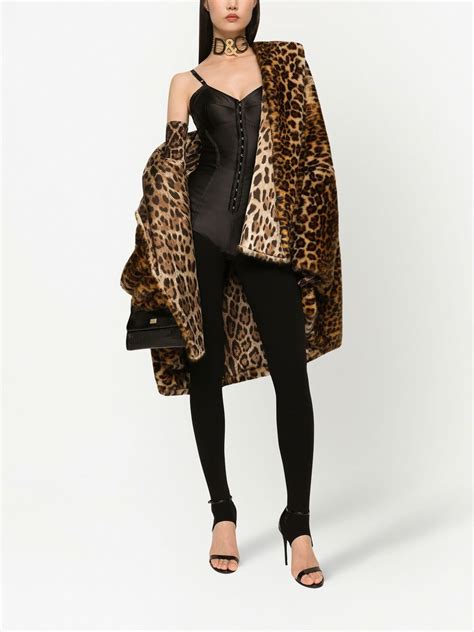 KIM DOLCE&GABBANA Faux fur cape with leopard print